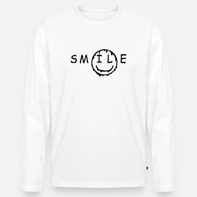 SMILE Dripping - Männer Premium Bio Langarmshirt - Weiß