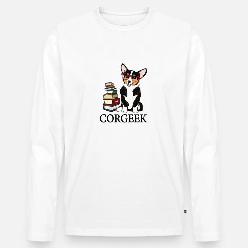 Corgi - Männer Premium Bio Langarmshirt - Weiß