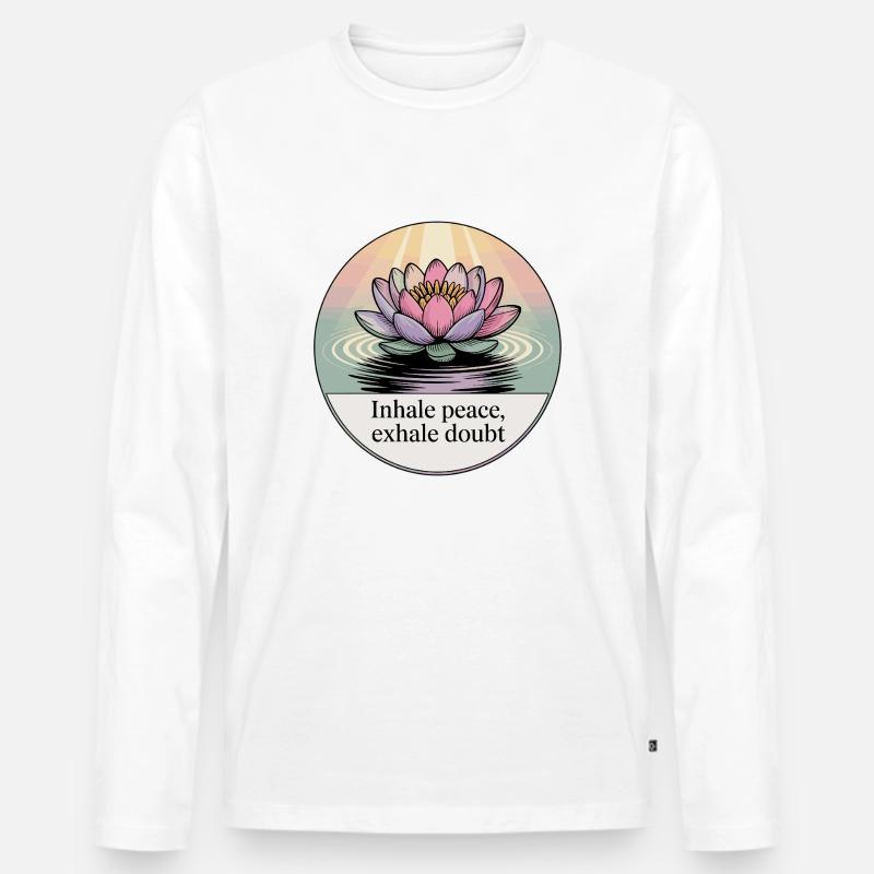Inhale Peace, Exhale Doubt - Männer Premium Bio Langarmshirt - Weiß