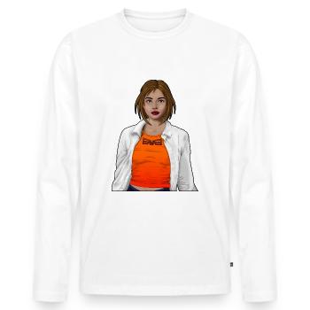 Pretty woman with shirt without frame - Men's Premium Organic Long Sleeve Shirt - white - Front - Nico (187cm)