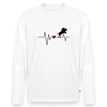 Herzschlag Springreiter - Männer Premium Bio Langarmshirt - Weiß - Vorne - Nico (187cm)