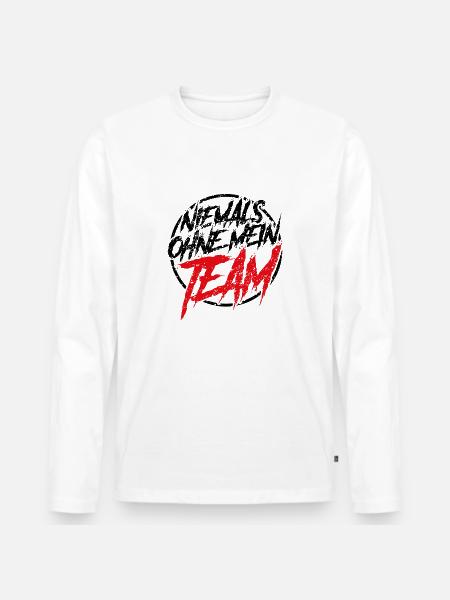 niemals ohne mein team - Männer Premium Bio Langarmshirt - Weiß