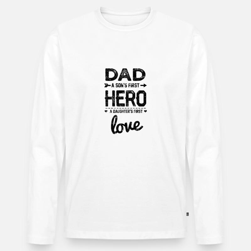 Papa Held Dad - Männer Premium Bio Langarmshirt - Weiß