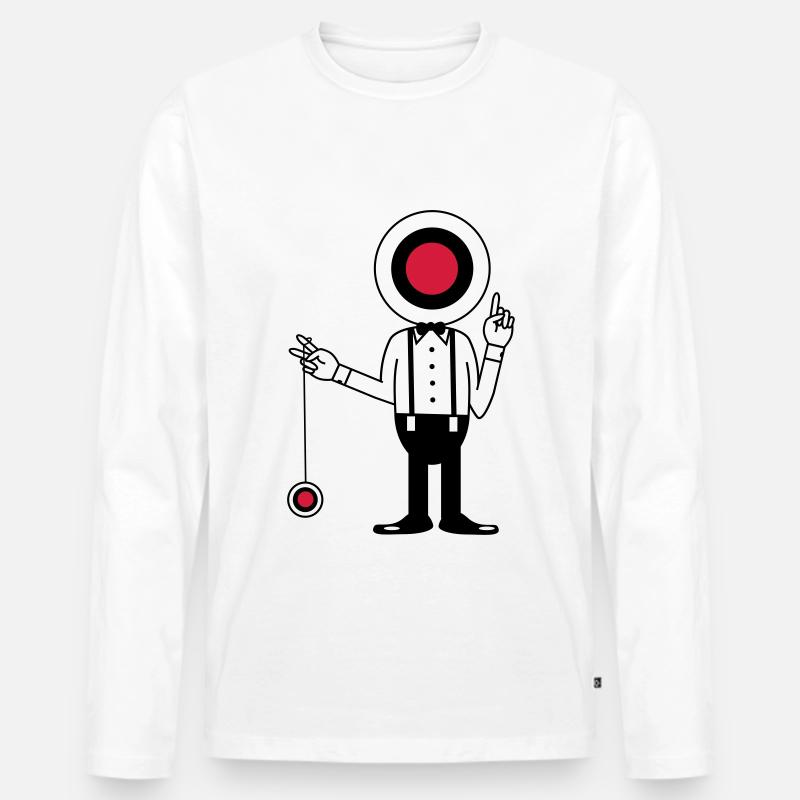 Mann mit Zielscheibe und Jojo - Männer Premium Bio Langarmshirt - Weiß