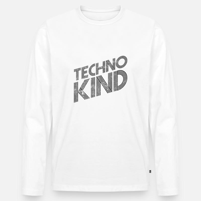 Techno Kind - Männer Premium Bio Langarmshirt - Weiß