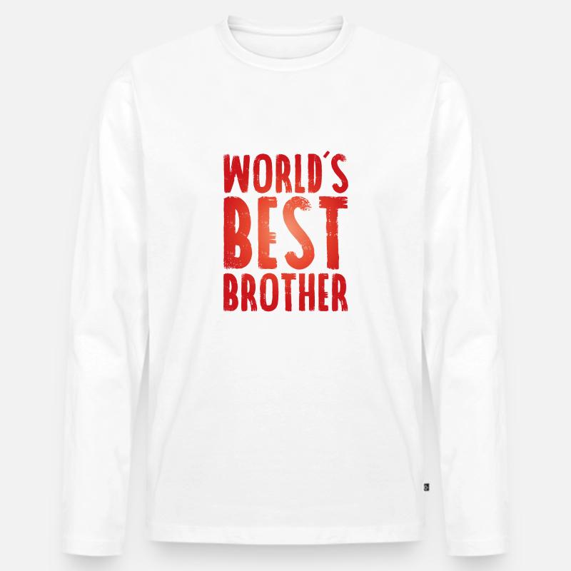 Weltbester Bruder - Männer Premium Bio Langarmshirt - Weiß