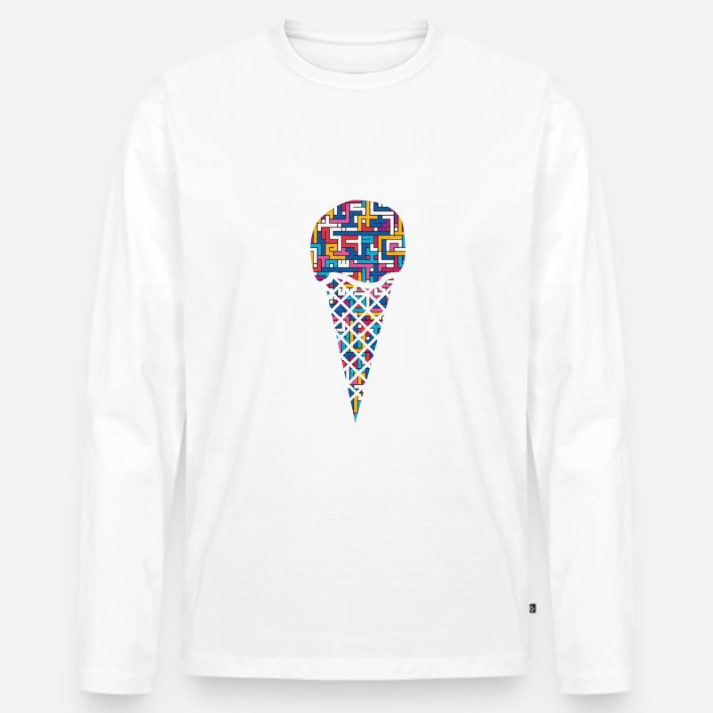 Eis Eiskugel Eiswaffel - Männer Premium Bio Langarmshirt - Weiß