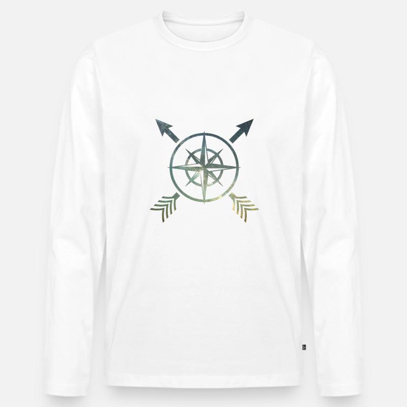 Kompass mit Pfeilen - Männer Premium Bio Langarmshirt - Weiß