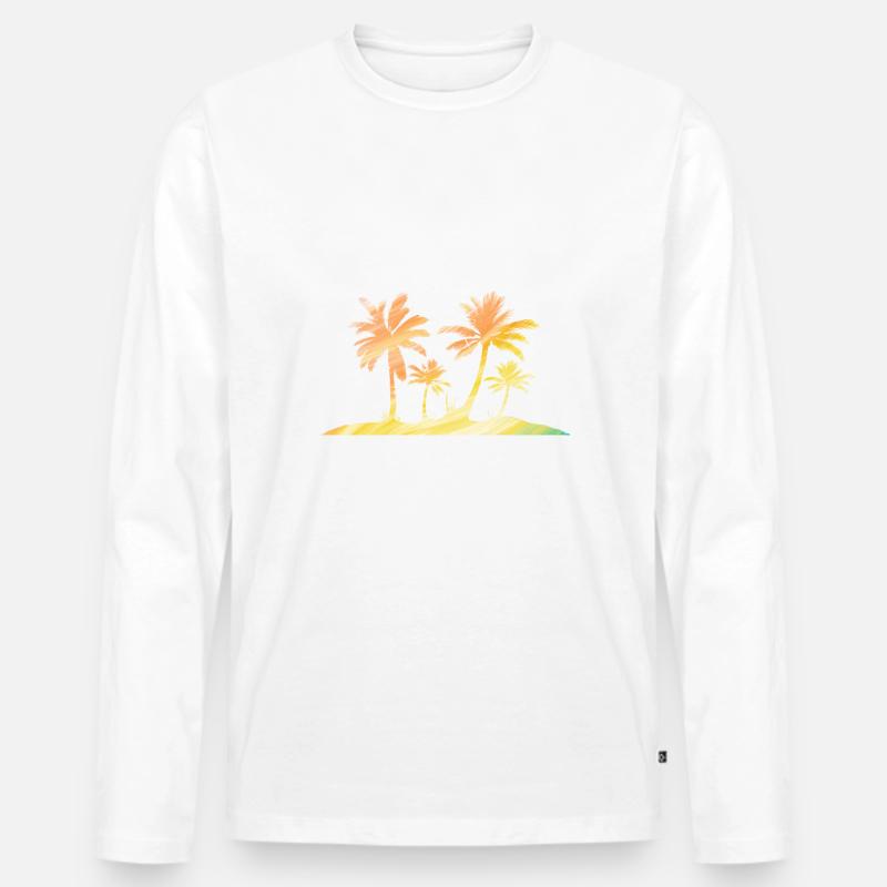 Einsame Insel Regenbogen Bunt - Männer Premium Bio Langarmshirt - Weiß