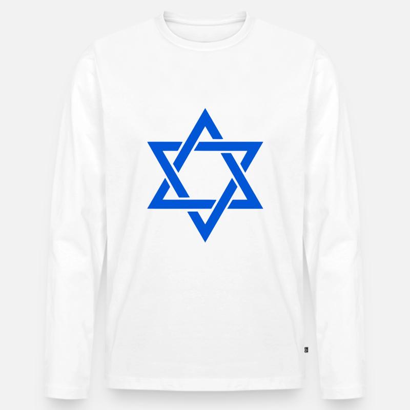 Davidstern israel - Männer Premium Bio Langarmshirt - Weiß