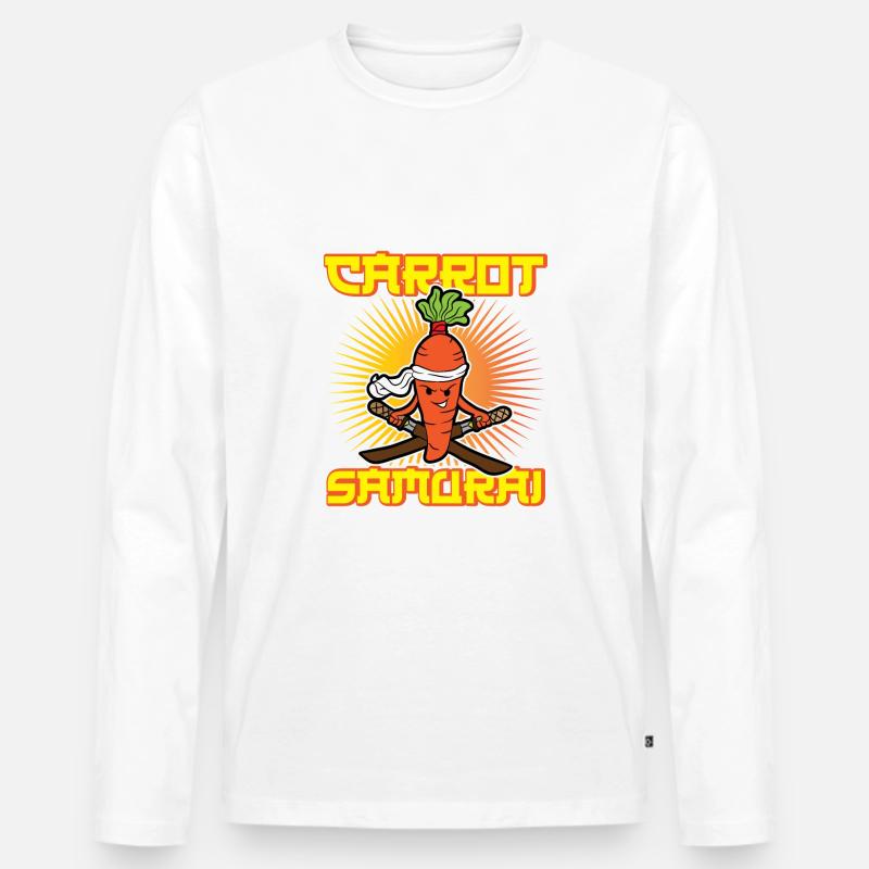 Gemüse Möhre Samurai - Männer Premium Bio Langarmshirt - Weiß