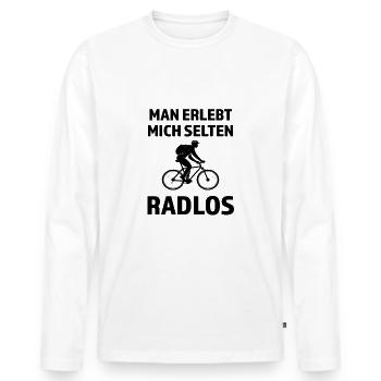 Mann Erlebt Mich Selten Radlos - - Männer Premium Bio Langarmshirt - Weiß - Vorne - Nico (187cm)