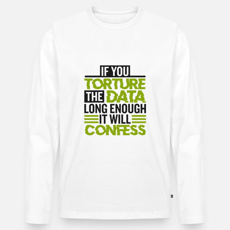 Statistici e statistiche - Maglia a manica lunga ecologica premium da uomo - bianco