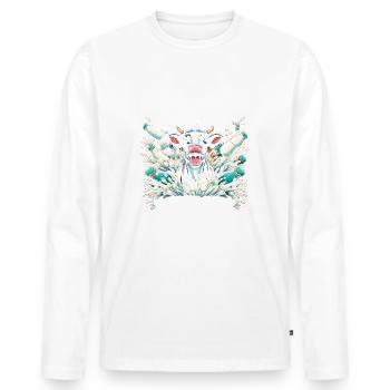 Vache Laitière Laitière Tolérante au Lactose - T-shirt manches longues Premium bio Homme - blanc - Devant - Nico (187cm)