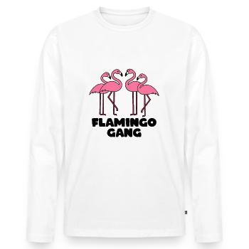 FLAMINGO GANG - Men's Premium Organic Long Sleeve Shirt - white - Front - Nico (187cm)