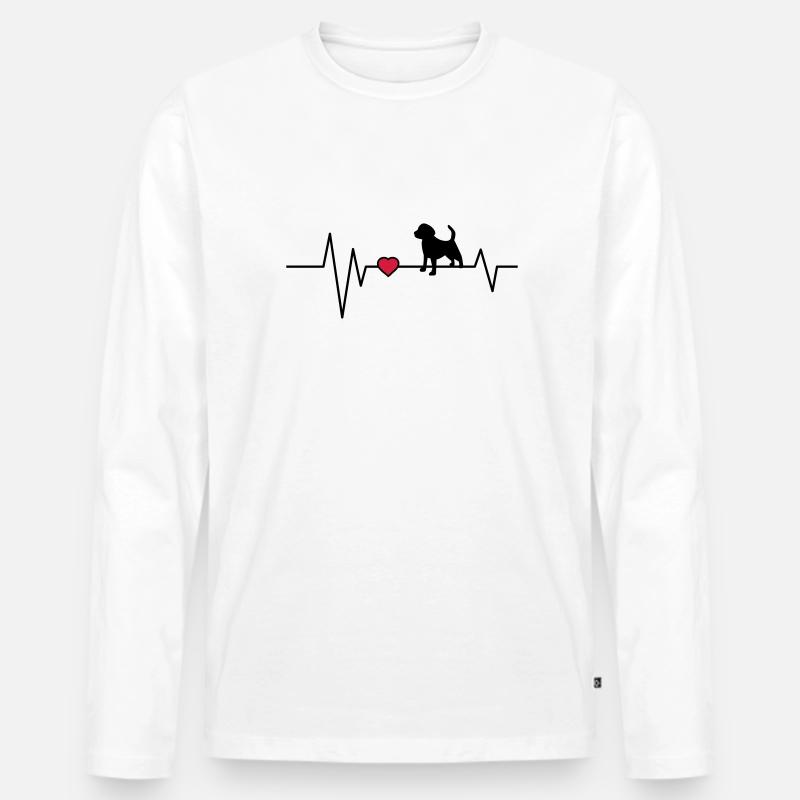 Herzschlag Hund Beagle - Männer Premium Bio Langarmshirt - Weiß