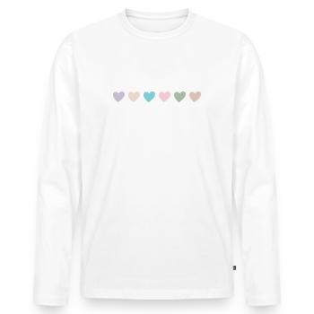Coeurs aux couleurs pastel dans une rangée - T-shirt manches longues Premium bio Homme - blanc - Devant - Nico (187cm)