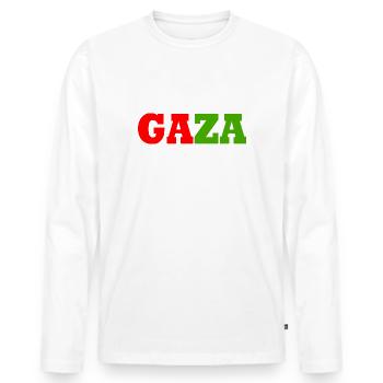Gaza - Men's Premium Organic Long Sleeve Shirt - white - Front - Nico (187cm)