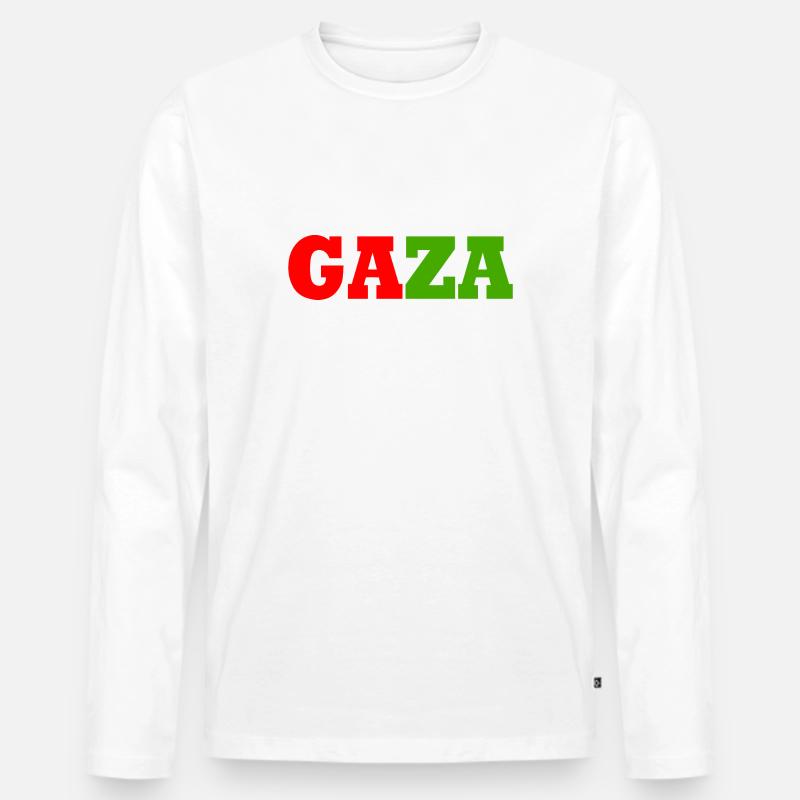 Gaza - Männer Premium Bio Langarmshirt - Weiß