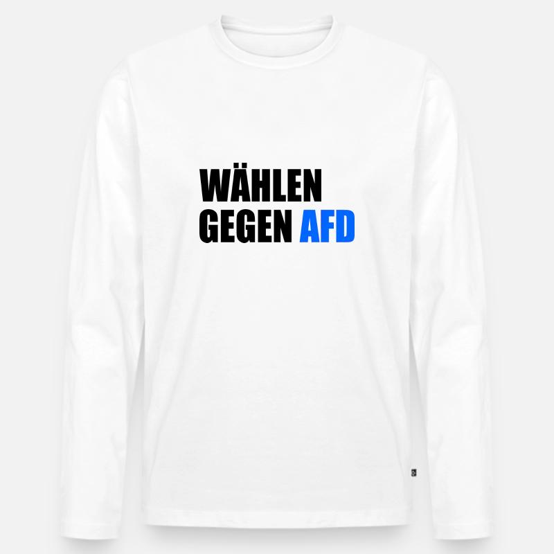 Wählen gegen afd - Männer Premium Bio Langarmshirt - Weiß