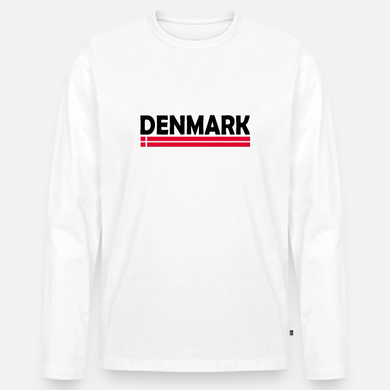 Dänemark flagge - Männer Premium Bio Langarmshirt - Weiß