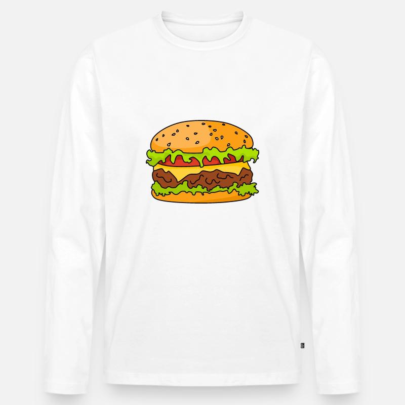 Hamburger oder Cheeseburger - Männer Premium Bio Langarmshirt - Weiß