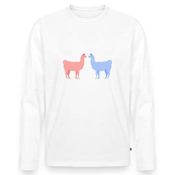 Llama alpaca in love - Men's Premium Organic Long Sleeve Shirt - white - Front - Nico (187cm)