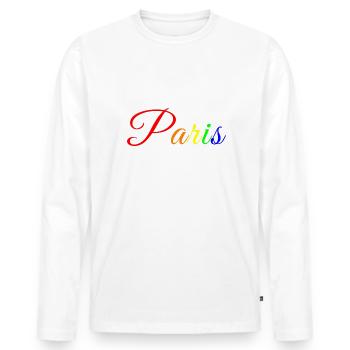 Stylized and colorful Paris - Men's Premium Organic Long Sleeve Shirt - white - Front - Nico (187cm)
