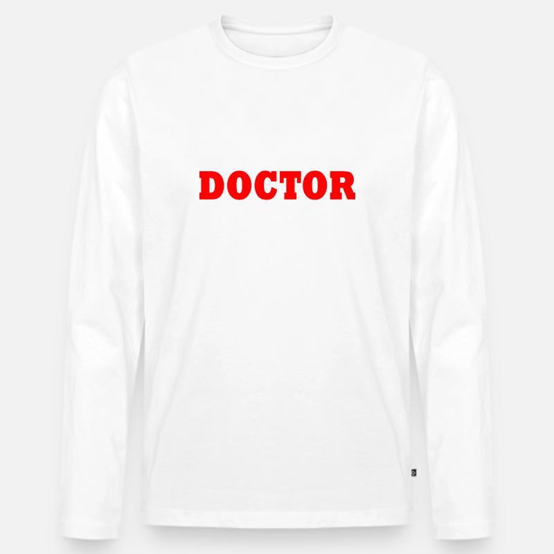 Doktor - Männer Premium Bio Langarmshirt - Weiß