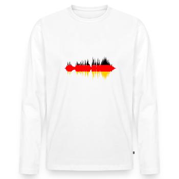 Drapeau de l’Allemagne Drapeau allemand utilisé Look Homeland - T-shirt manches longues Premium bio Homme - blanc - Devant - Nico (187cm)