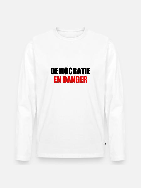 Democracy in danger - Men's Premium Organic Long Sleeve Shirt - white