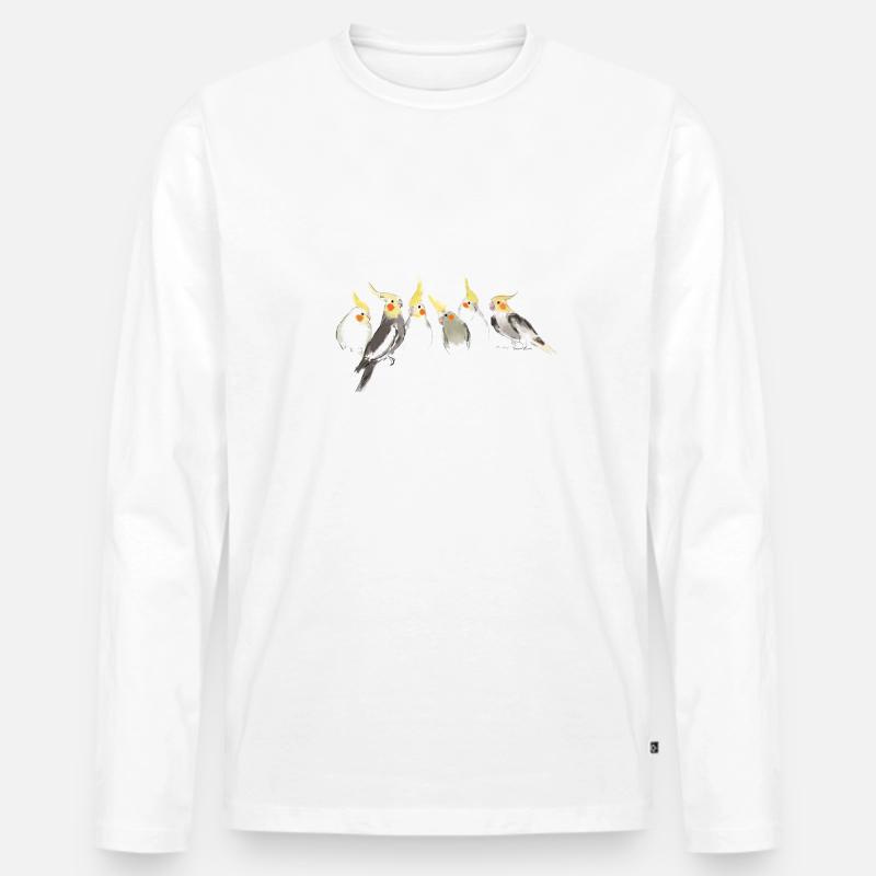 Nymphensittiche - Männer Premium Bio Langarmshirt - Weiß
