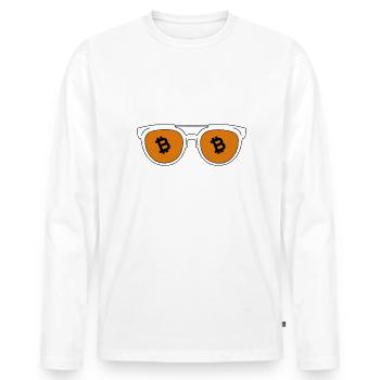 Bitcoin BTC Crypto Blockchain Coin Exchange Coin - Men's Premium Organic Long Sleeve Shirt - white - Front - Nico (187cm)