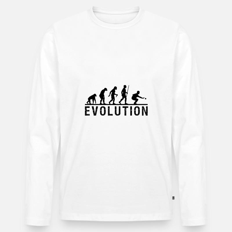 Evolutionskette der Boule - Männer Premium Bio Langarmshirt - Weiß
