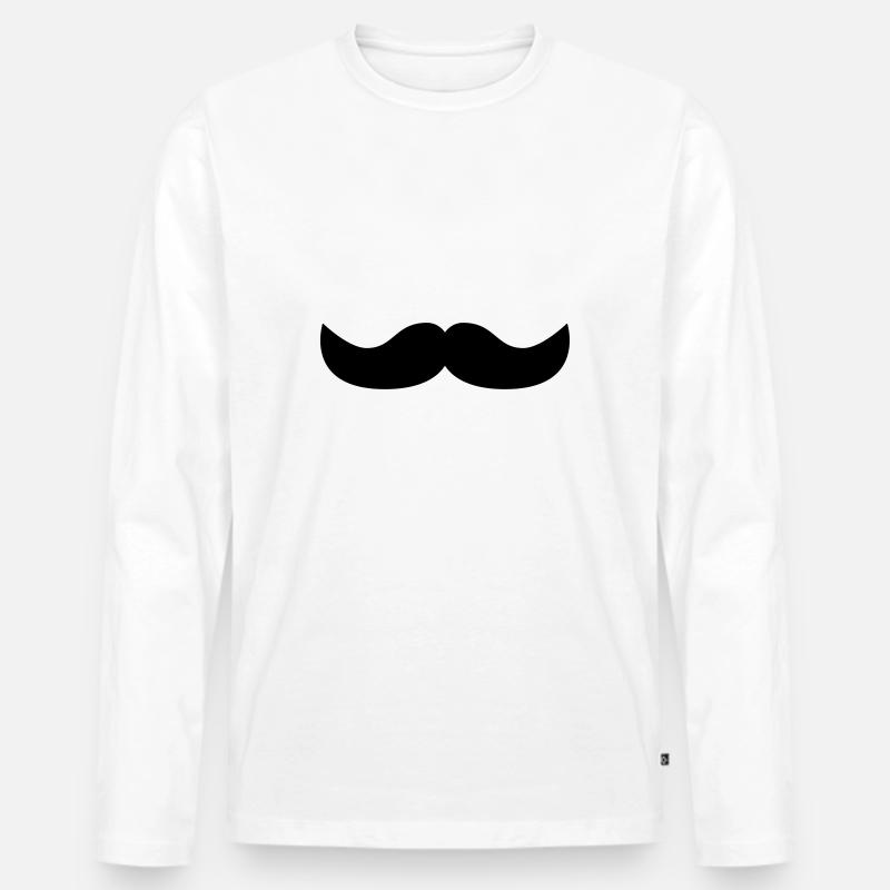 Schnurrbart - Männer Premium Bio Langarmshirt - Weiß