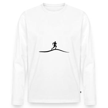 Laufen, Läufer und Berge - Männer Premium Bio Langarmshirt - Weiß - Vorne - Nico (187cm)