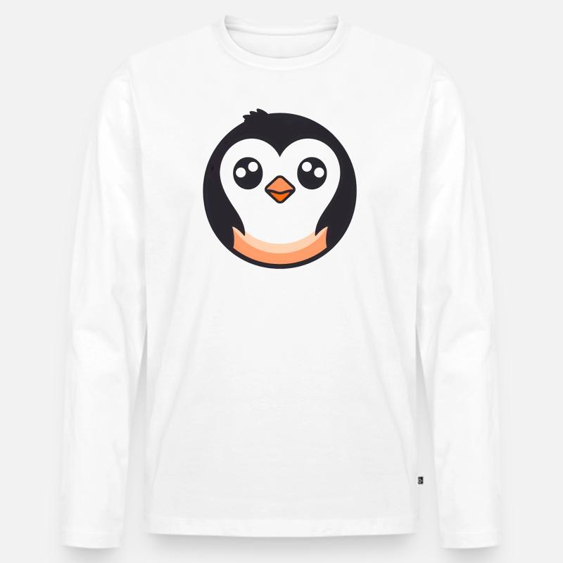 Süßer Logo Pinguin - Männer Premium Bio Langarmshirt - Weiß