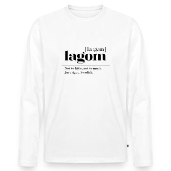 Lagom Swedish word for just right gift - Men's Premium Organic Long Sleeve Shirt - white - Front - Nico (187cm)