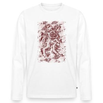 Bayrischer Löwe - Sepia - Männer Premium Bio Langarmshirt - Weiß - Vorne - Nico (187cm)