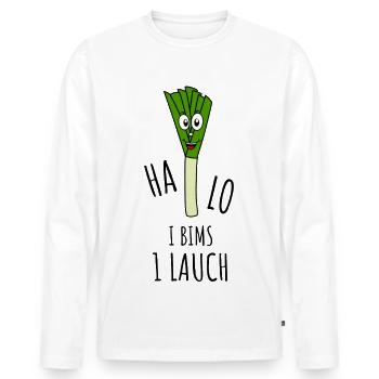 Halo I Pumice 1 Poireau - T-shirt manches longues Premium bio Homme - blanc - Devant - Nico (187cm)
