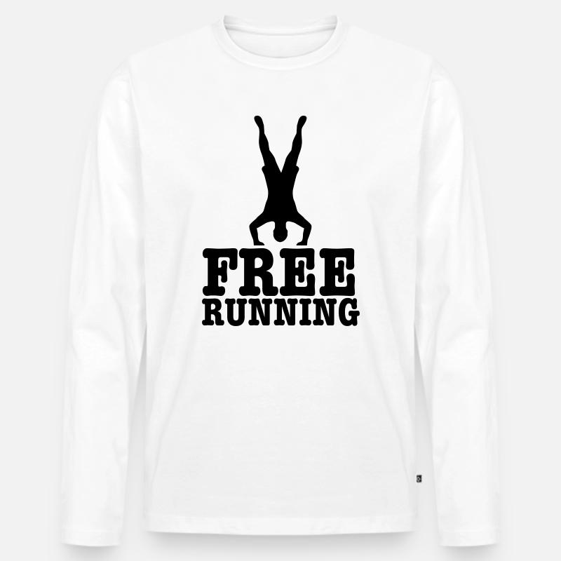 free running - Männer Premium Bio Langarmshirt - Weiß
