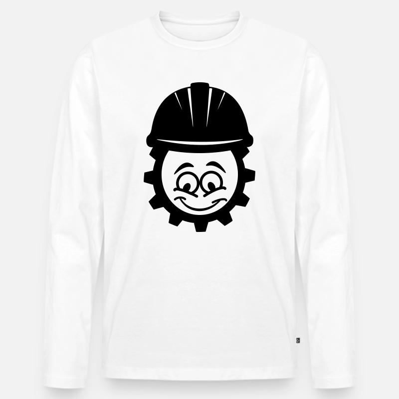 Mechaniker mit Helm - Männer Premium Bio Langarmshirt - Weiß