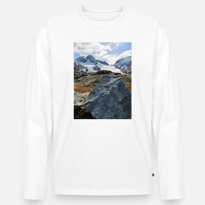 Gletscher des Heiligen Solin d'Arves - Männer Premium Bio Langarmshirt - Weiß
