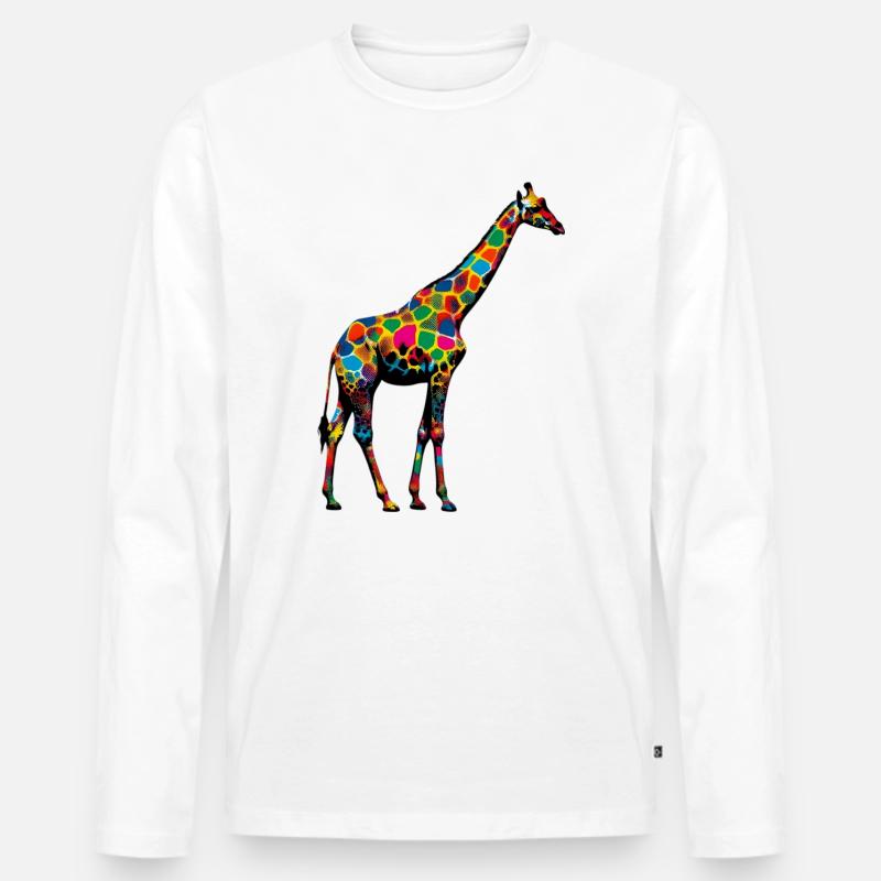Giraffe - Männer Premium Bio Langarmshirt - Weiß