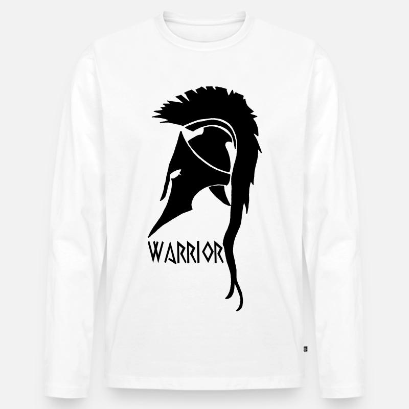 Antiker Krieger Schwarzer Helm - Männer Premium Bio Langarmshirt - Weiß