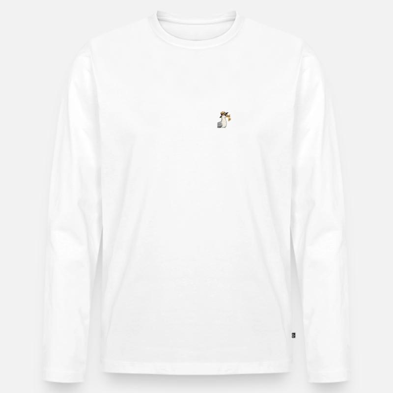 Lustige Möwe die Chips klaut - Männer Premium Bio Langarmshirt - Weiß
