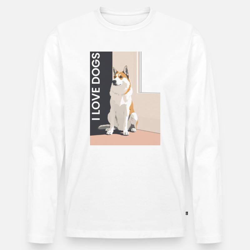 Hundeporträt mit Love Botschaft - Männer Premium Bio Langarmshirt - Weiß