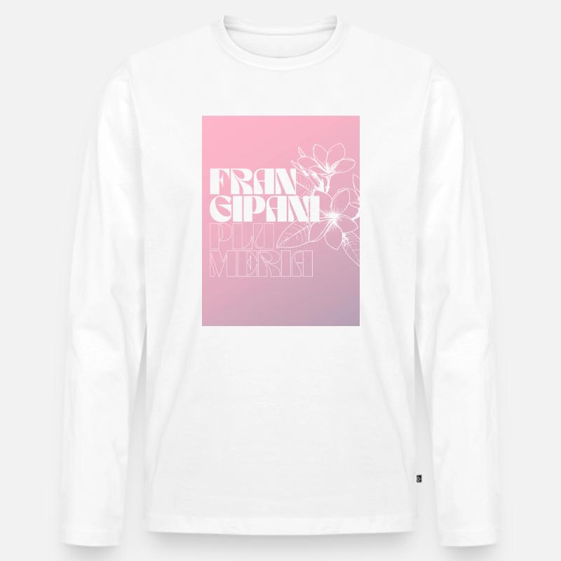 Frangipani Plus Mera Blumenmuster - Männer Premium Bio Langarmshirt - Weiß