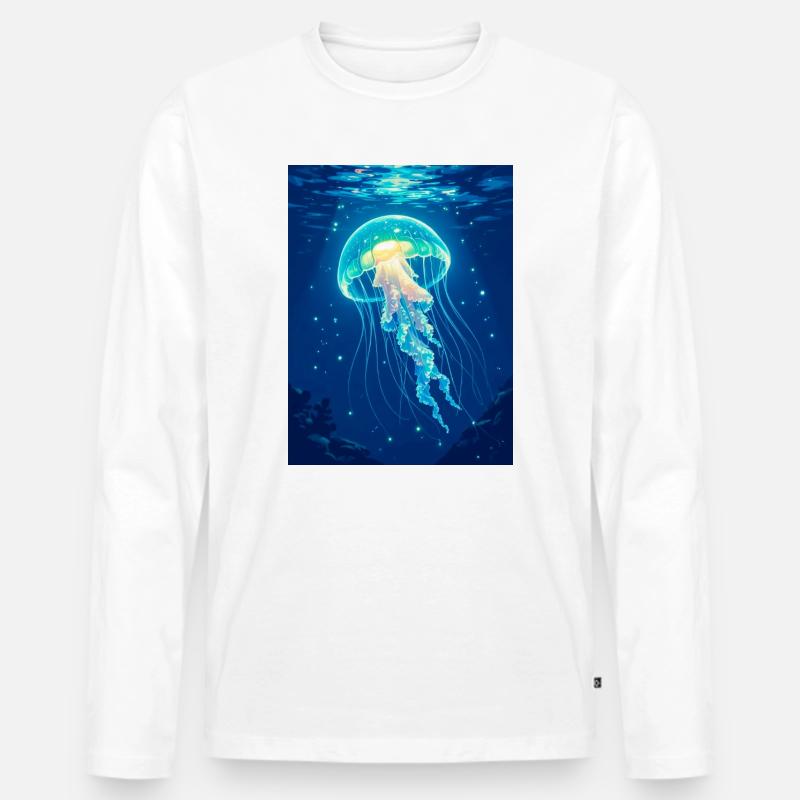 Bioluminescent Jellyfish  A floating light - Männer Premium Bio Langarmshirt - Weiß