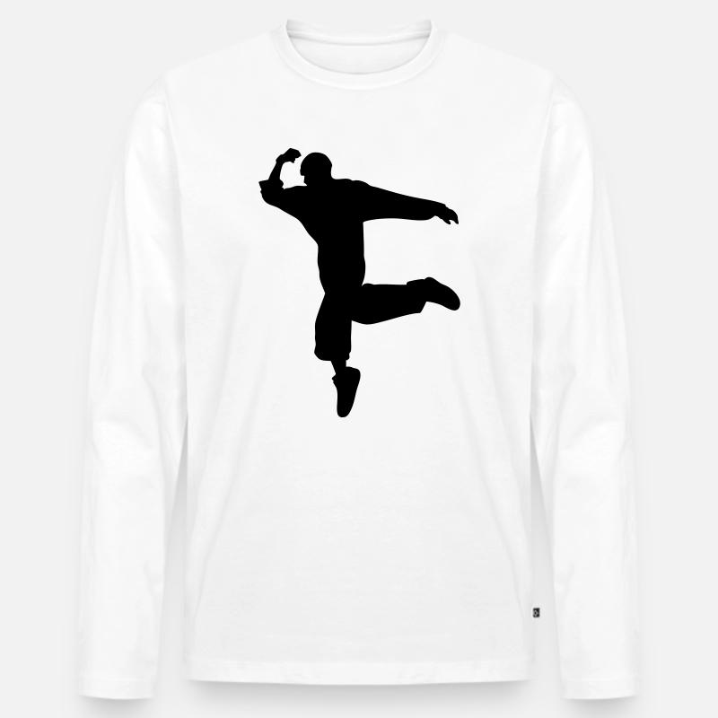 B-Boy Silhouette – Breakdance Move - Männer Premium Bio Langarmshirt - Weiß